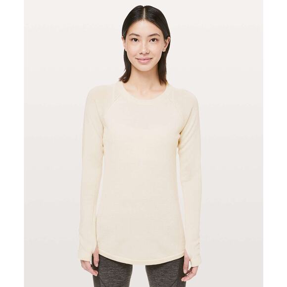 Lululemon Sit In Lotus Merino Wool Sweater Womens Small Heathered Beige Tunic - Picture 1 of 12